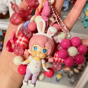 Handmade Keychain Chain (Pink Love ）/Angel Rabbit Mini Figure